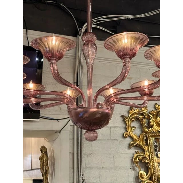 Modern Amethyst Murano Glass Chandelier With 10 Arms For Sale - Image 4 of 7