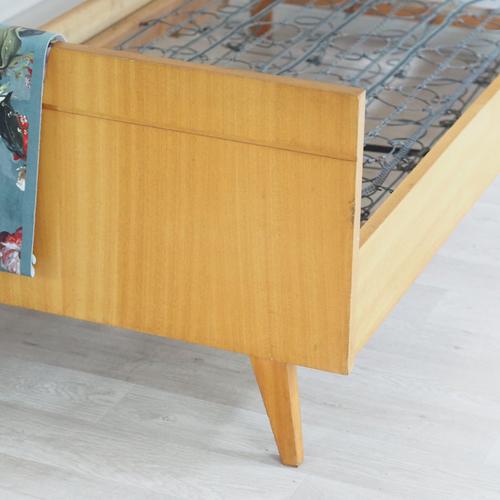 Mid-Century Wooden Bed with Spring Core Slatted Base, 1950 For Sale - Image 15 of 16