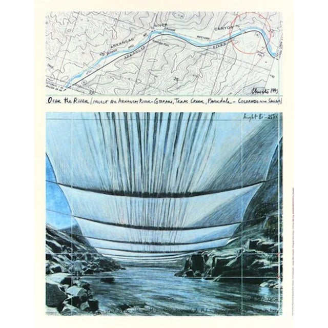 Christo and Jeanne-Claude 'Over the River From Underneath' Signed Print For Sale