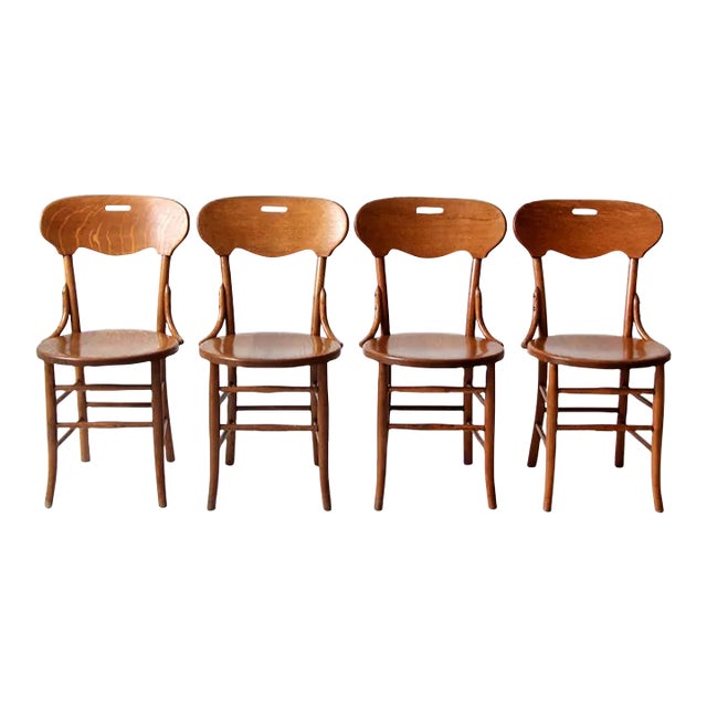 Antique Oak Dining Chairs Set 4 For Sale