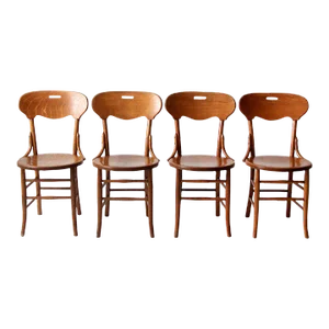 Antique Oak Dining Chairs Set 4