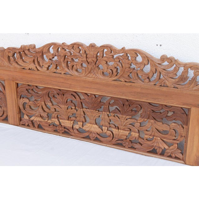 Brown Finely Carved Bali Lounge Daybed Sofa For Sale - Image 8 of 11