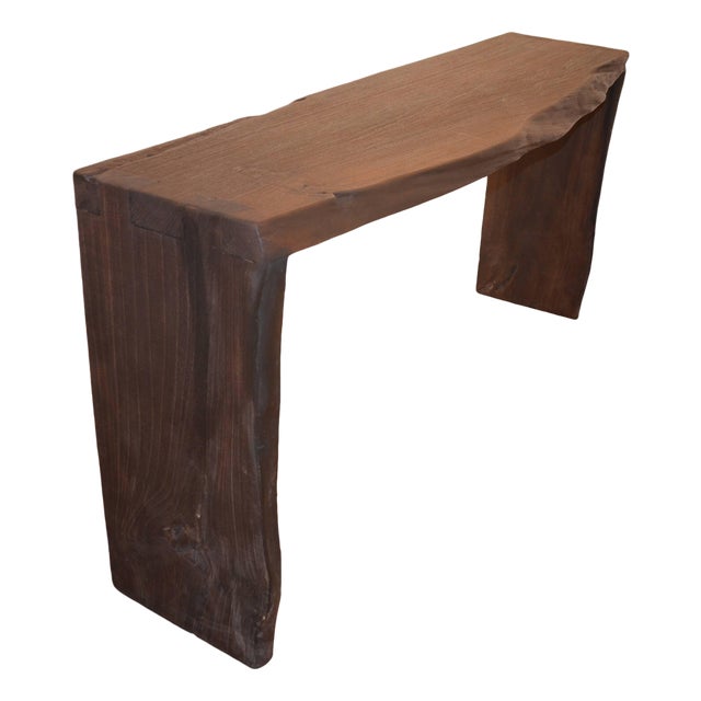 Andrianna Shamaris Single Burnt Teak Wood Console For Sale