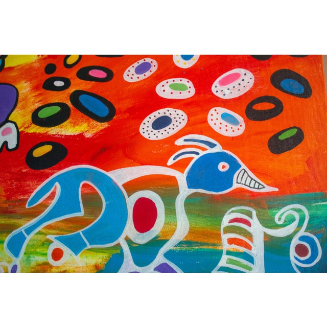 “Escape – Original 30×30 Painting, Acrylic & Oil Markers on Canvas by Nathalie Gribinski” For Sale - Image 9 of 10