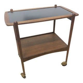 Mid-Century Walnut Bar Cart Trolley For Sale