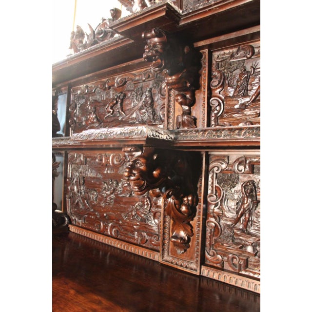 Wood Renaissance-Style Walnut Castle Sideboard, 19th Century For Sale - Image 7 of 16