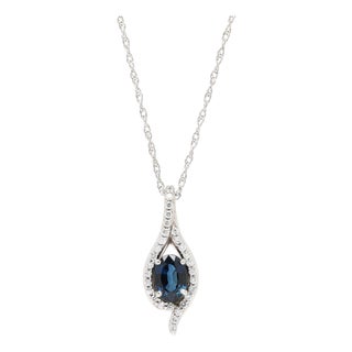 0.72ctw Diamond and Sapphire Pendant Necklace, Platinum, Length 18 In For Sale