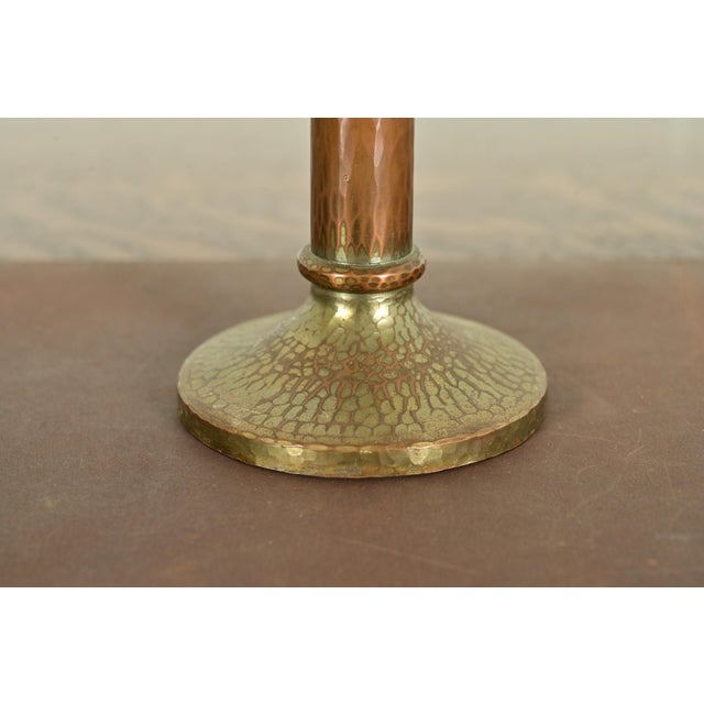 Brass Roycroft Arts & Crafts Brass Finished Hammered Copper Candlestick For Sale - Image 8 of 13