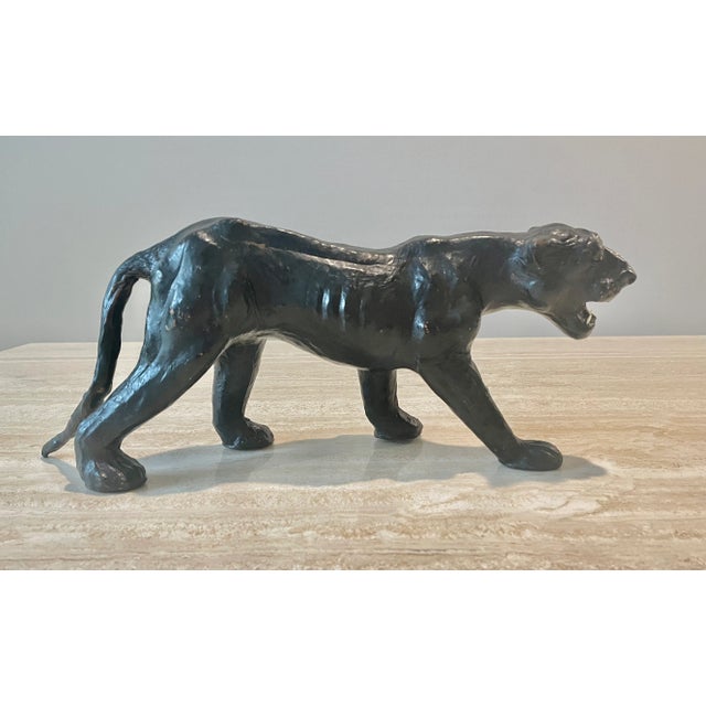 Leather Panther Sculpture For Sale - Image 9 of 11