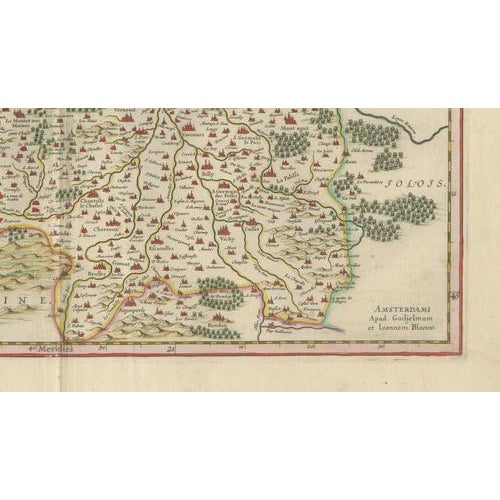 17th Century Antique Map of Bourbonnais, Moulins and Vichy from Blaeu, France, 1642 For Sale - Image 5 of 10