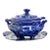 English Blue and White Transferware Covered Tureen Set With Ladle and Stand For Sale