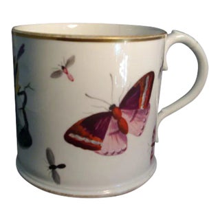 Early 19th Century English Regency Coalport Porcelain Ornithological Butterfly, Insect & Bird Mug For Sale