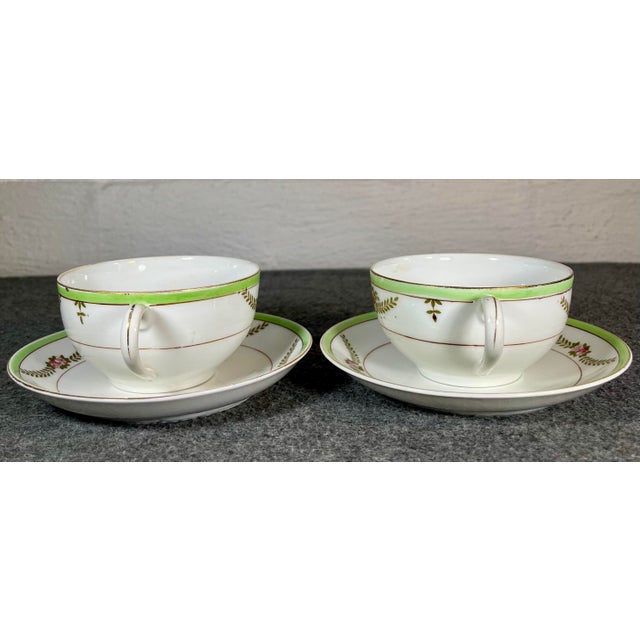 Noritake Early 20th Century Noritake Porcelain Cup & Saucers Set- 4 Pieces For Sale - Image 4 of 10