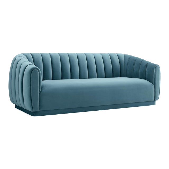 Arno Sea Blue Velvet Sofa Chairish