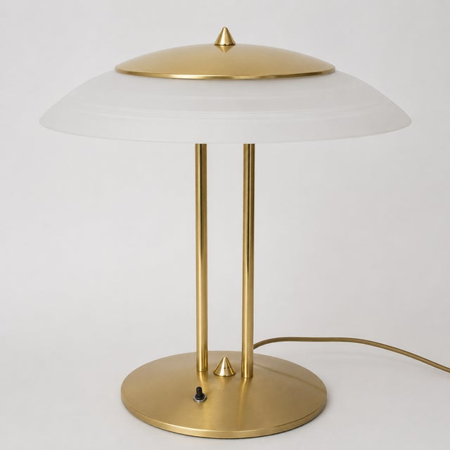 Modern Modern Dimmable Table Lamp in Brass and Glass, 1980s For Sale - Image 3 of 5