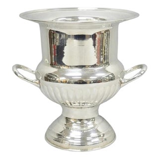 Vintage Leonard Silver Plated Ribbed Trophy Cup Urn Champagne Chiller Ice Bucket For Sale