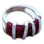 White Gold Ring with Four Bands of Diamonds For Sale