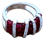 White Gold Ring with Four Bands of Diamonds