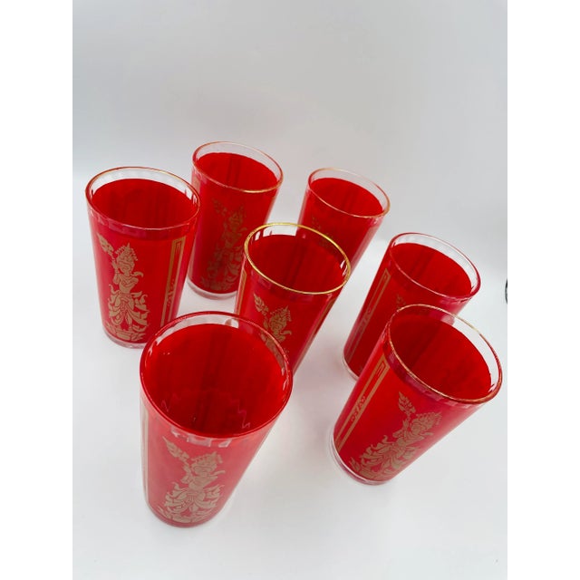 Glass Mid-Century Goddess/Princess Cocktail Glasses- Set of 7 For Sale - Image 7 of 11