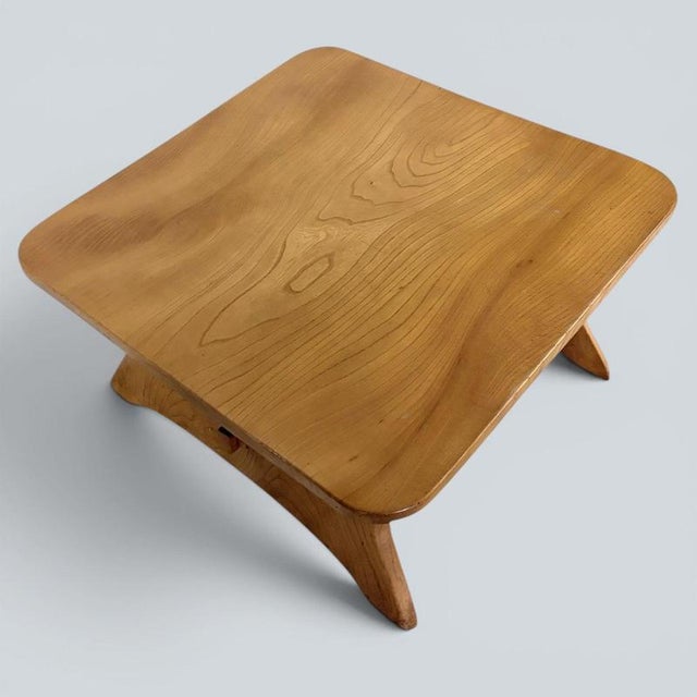 Brown Arts & Crafts Elm Coffee Table with Pegged Joinery For Sale - Image 8 of 10