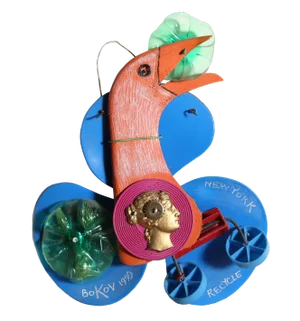 Konstantin Bokov, Recycle Bird, Found Art Collage, Signed and Dated