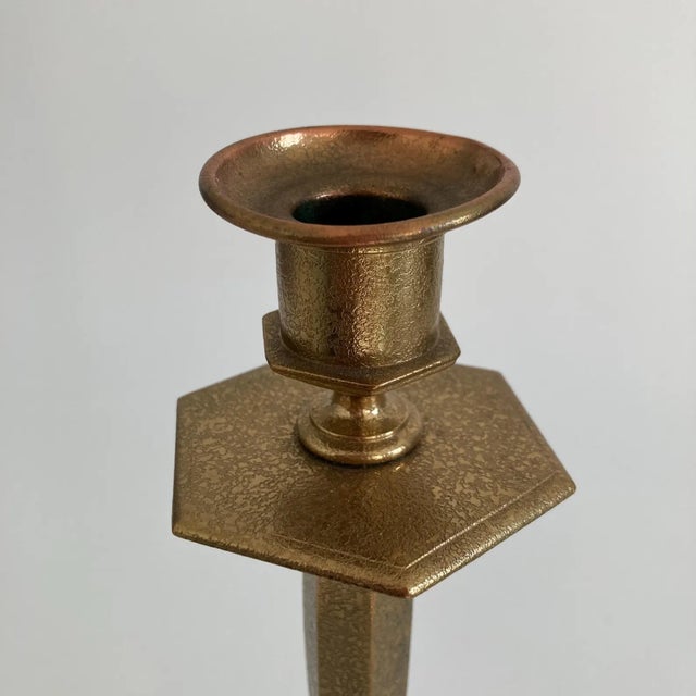 Tiffany Studios New York Gilt Bronze Doré Candlestick Holder - Model No. 1235 - Art Nouveau Lighting For Sale - Image 9 of 9