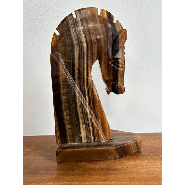 Machine Age Art Deco Onyx Trojan Horse Bookend For Sale - Image 4 of 7