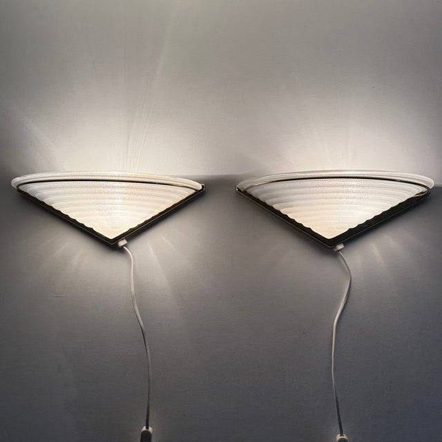Vintage Glass Wall Lamps with Gold Holders, 1970s, Set of 2 For Sale - Image 14 of 18