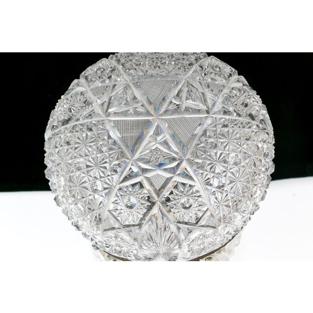 Antique American Brilliant Period Cut Glass Mushroom Lamp With Crystal Prisms For Sale In Portland, ME - Image 6 of 9