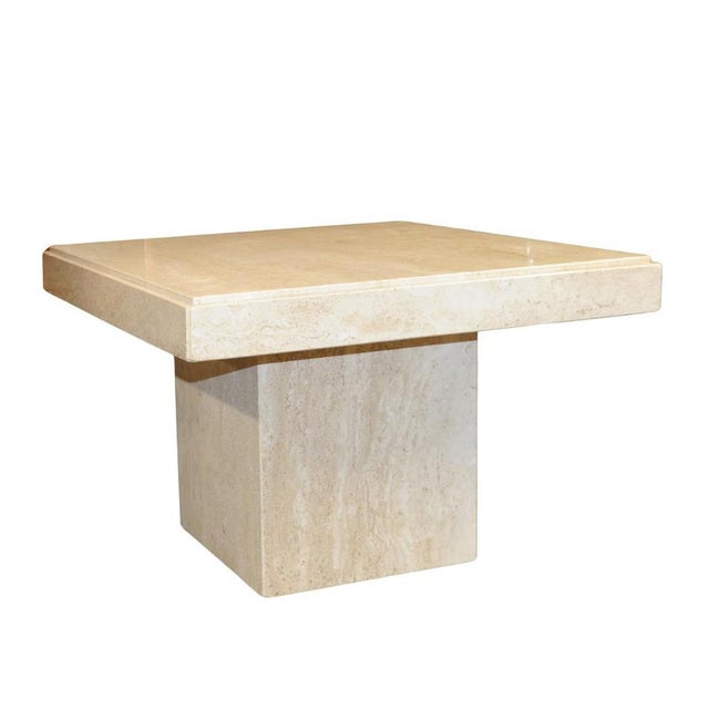 Beige Travertine Side Table from Stone International, 1970s For Sale - Image 8 of 9