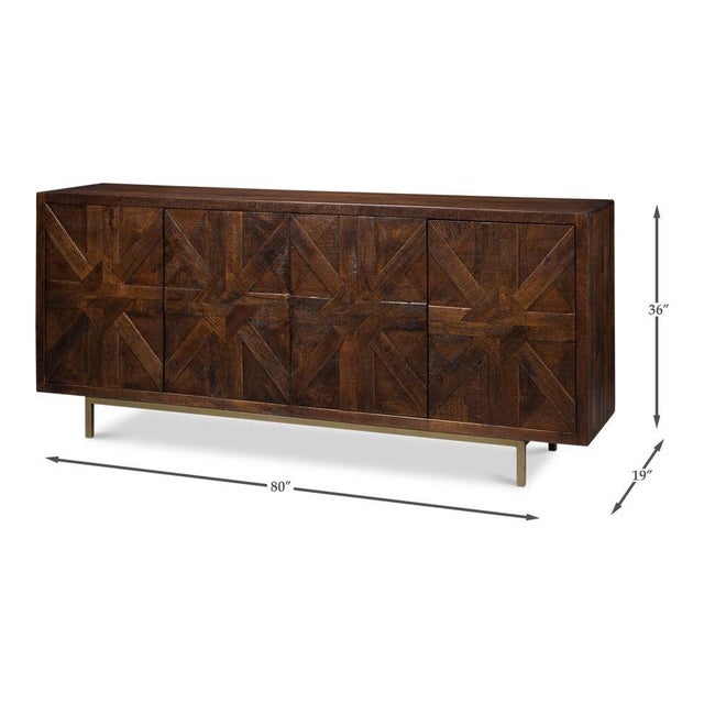 Modern Parquetry Sideboard with Brass Legs For Sale - Image 11 of 11
