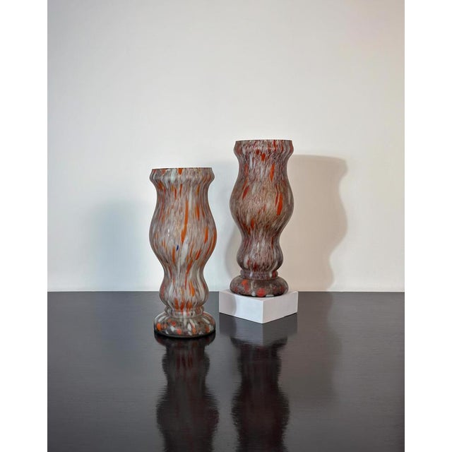 Glass French Art Deco Marbled Glass Vases, 1930, Set of 2 For Sale - Image 7 of 9