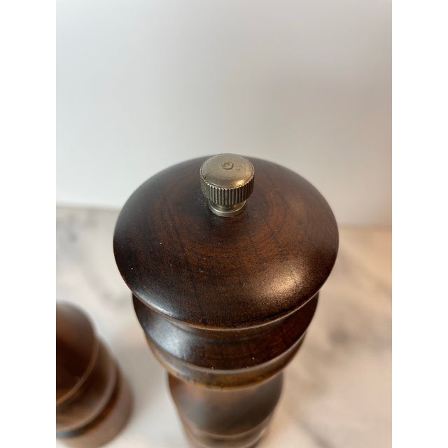 Mid-Century Modern Mid 20th Century Goodwood Hardwood Salt & Pepper Shakers — Handcrafted Wood Tableware Set For Sale - Image 3 of 8