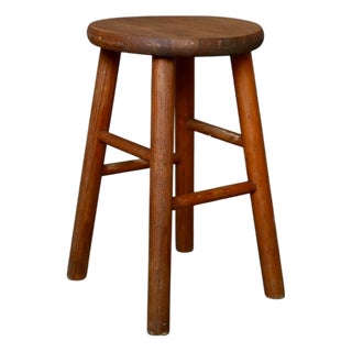 Rustic Farmhouse Stool in Wood For Sale