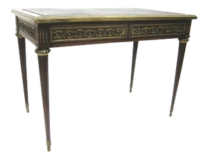 French Mahogany Ormolu Mounted Bureau Plat Desk Writing Table