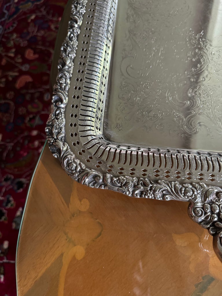 Vintage Silver Plated Footed Butler Tray Webster Wilcox Is 3292