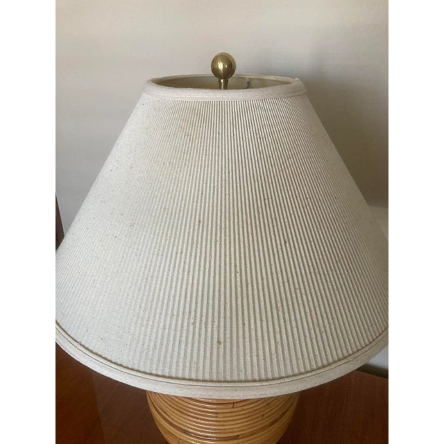 Wood 1970s Pencil Reed Lamps With Micro Pleat Shades in the Style of Gabriella Crespi For Sale - Image 7 of 8