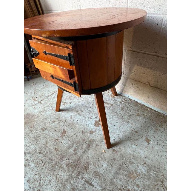 Brown Early 20th Century Rustic Farmhouse Style Pine Side Table Cabinet For Sale - Image 8 of 11