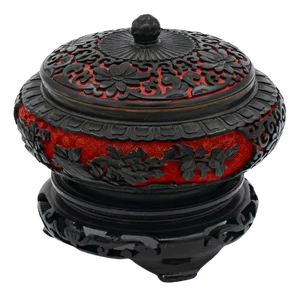 Enamelled Cloisonnet Box with Wooden Base, China, 1980s