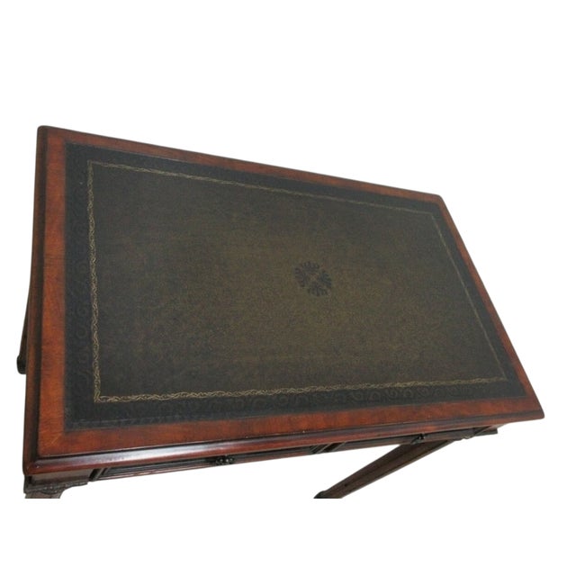 Theodore Alexander 1990s Theodore Alexander Writing Desk Console French Leather Top Ladies For Sale - Image 4 of 10