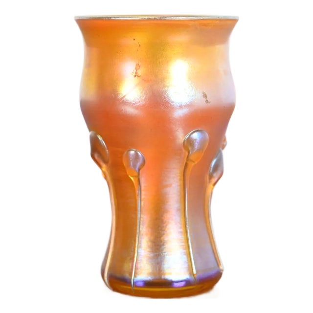 Louis Comfort Tiffany Favrile Iridescent Art Glass Tadpole Vase For Sale