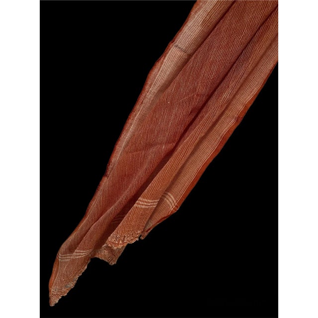 100% Cotton Towel Napkin Fabric Orange Brown Coral White Stripes Handmade Handspun Large Natural Organic Set of Two (2) For Sale - Image 4 of 13