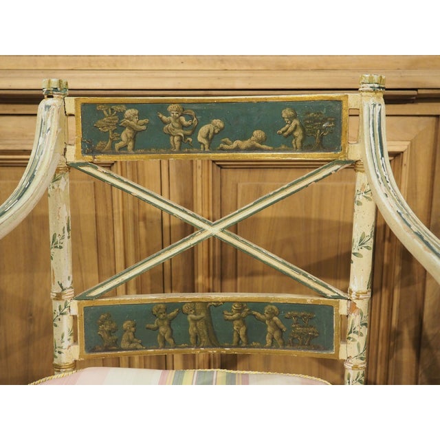 Pair of Northern Italian Neoclassical Painted Wooden Armchairs, Circa 1830s For Sale - Image 13 of 18