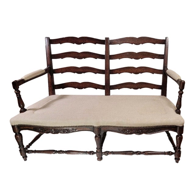 French Country Ladderback 2Seat Upholstered Settee Chairish