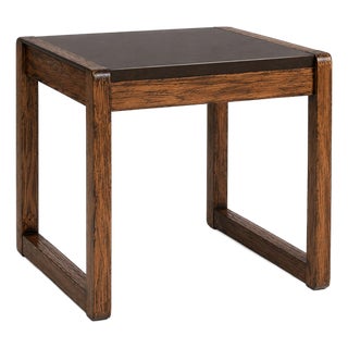 Vintage Mid-Century Modern Architectural Cube End Table in Tobacco Walnut For Sale