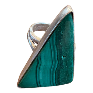 Vintage Sterling Silver Malachite Cocktail Ring