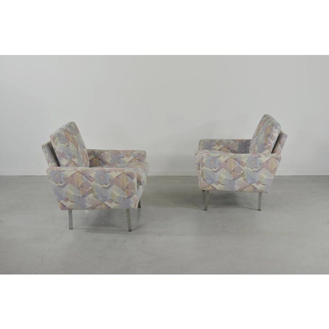 Armchairs produced by Hans Kaufeld in the 1970’s. Solid wooden frame construction on steel legs, upholstered in colorful...
