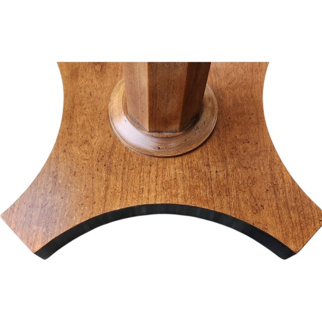 Baker Furniture Company Mid 20th Century Baker Furniture Neoclassical Book-Matched Walnut Pedestal Side Table For Sale - Image 4 of 5