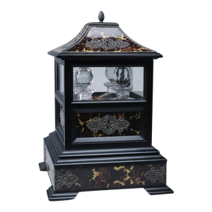 Late 19th Century English Faux Tortoiseshell and Silver-Mounted Tantalus With Four Large Decanters