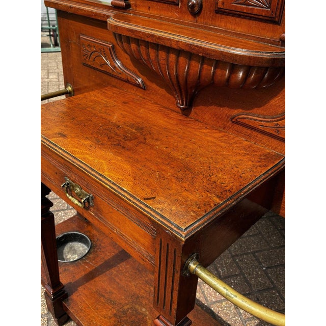 Edwardian Light Oak Hall Stand with Mirror For Sale - Image 18 of 18